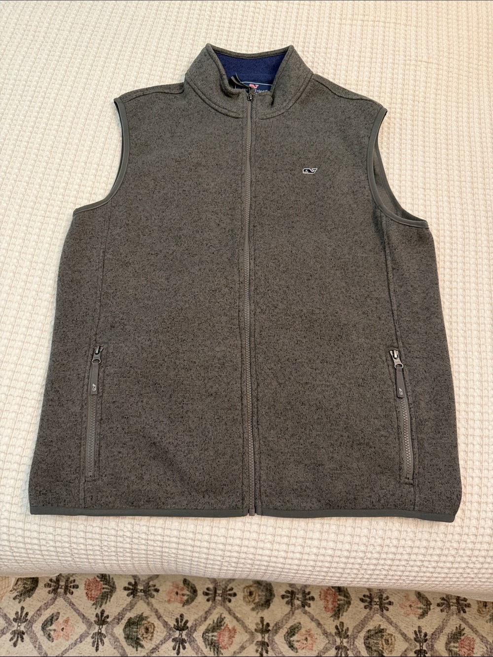 Vineyard Vines Men's Gray Full-Zip Fleece Vest- Large